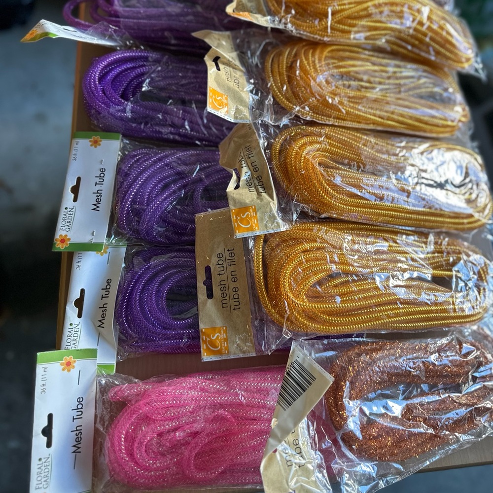 Assorted Craft DIY Wreath Mesh: Purple, Gold, Pink Brown Spring Wreath Supplies